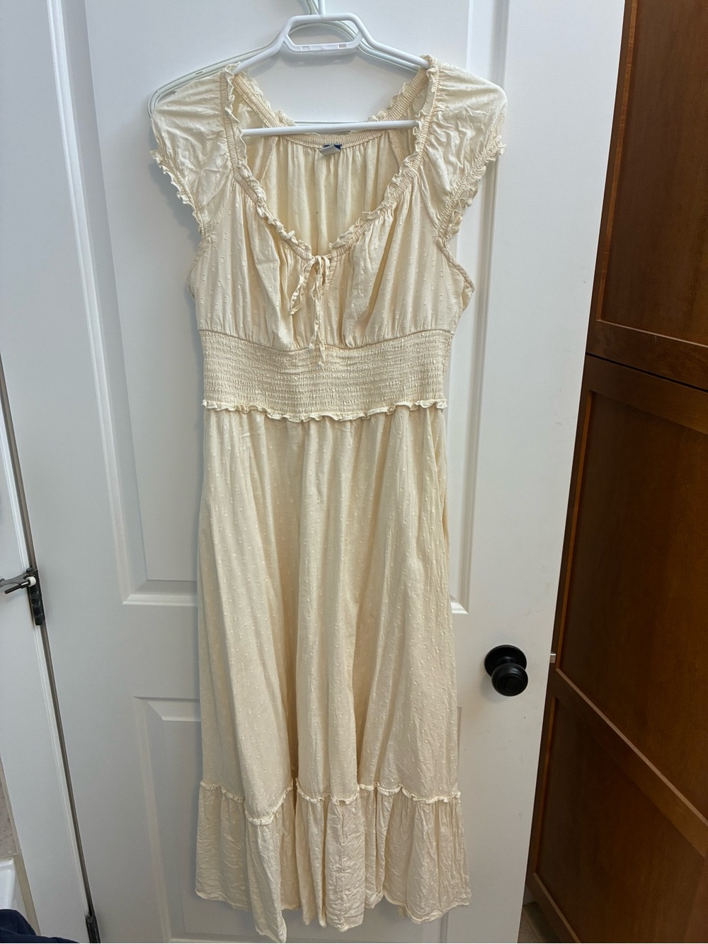 Old Navy Cream Ruffled Boho Maxi Dress